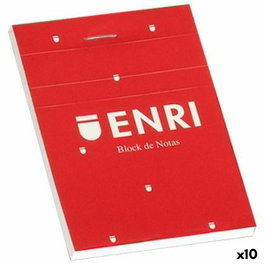 Enri Bloc de Notas Grapado A7 Liso Tapa Blanda Rojo (Set de 10)