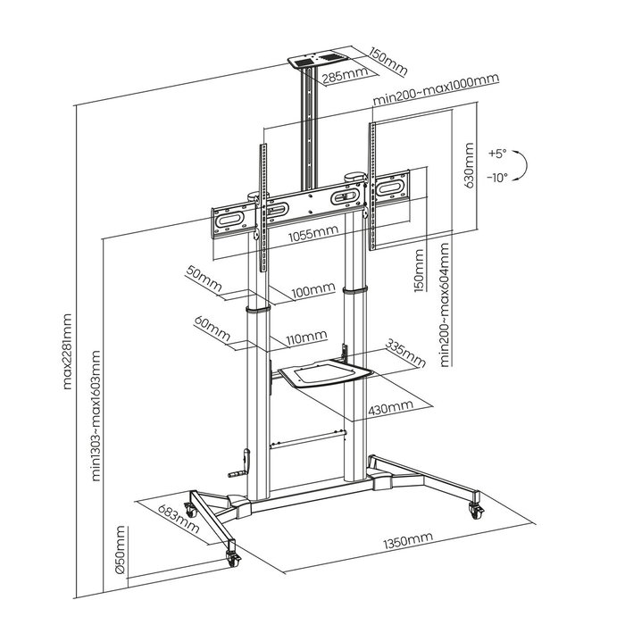 Aisens Soporte de Suelo ECO FT100TE-171 para TV de 60-100 pulgadas
