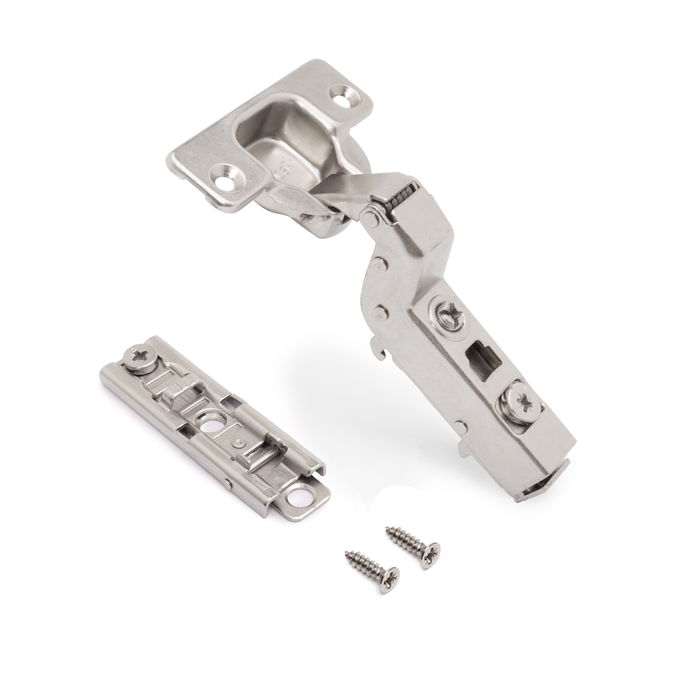 Emuca Lote de 20 bisagras supercodo X91 con cierre suave y suplemento recto para atornillar, Altura 1, Acero, Niquelado Emuca Lote de 20 bisagras supercodo X91 con cierre suave y suplemento recto para atornillar, Altura 1, Acero, Niquelado