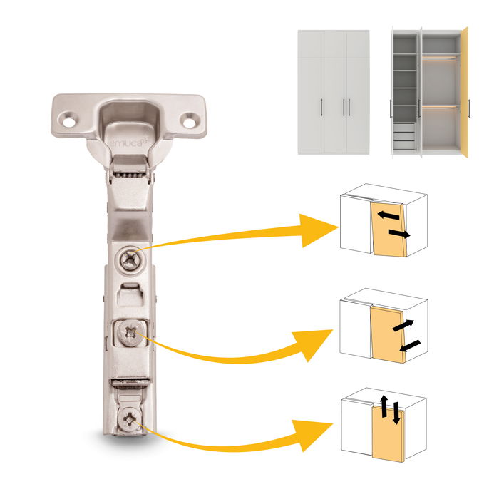 Emuca Lote de 20 bisagras supercodo X91 con cierre suave y suplemento recto para atornillar, Altura 1, Acero, Niquelado Emuca Lote de 20 bisagras supercodo X91 con cierre suave y suplemento recto para atornillar, Altura 1, Acero, Niquelado