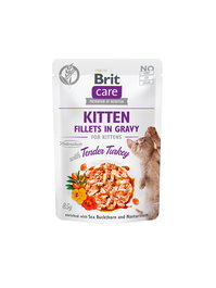 Brit Care Gato Kitten Fillet Pavo Bolsitas 24x85g Sin Cereales 85% Carne