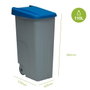 Denox Contenedor de Reciclaje con Ruedas y Asa, 110 L, Gris con Tapa Azul