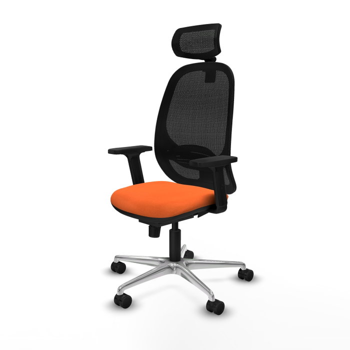 PIQUERAS Y CRESPO Silla de oficina Cilanco con mecanismo Sincro, Tela Naranja y Malla Negra PIQUERAS Y CRESPO Silla de oficina Cilanco con mecanismo Sincro, Tela Naranja y Malla Negra
