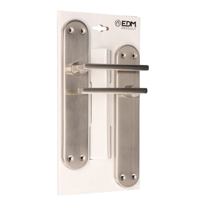Edm Juego de Manillas 606 Níquel Satinado Placa 240x45mm Acero Aluminio