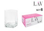 LAV Set de 6 Vasos para Agua, Colección Tuana, Capacidad 320 cc, Cristalería de Vidrio, 7.5 x 7.5 x 9.5 cm (8 Cajas)