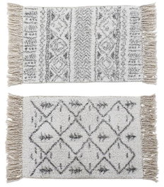 DKD Home Decor Alfombras de Baño de Algodón 60x40x1 cm, Surtido Blanco y Negro