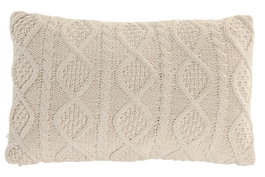DKD Home Decor Cojín de Algodón Hecho a Mano Crudo 50x30 cm (Pack de 2)