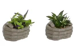 DKD Home Decor Planta Resina Manos Surtido de 2 Unidades