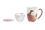 DKD Home Decor Set 2 Tazas Infusiones Navidad Tradicional Porcelana Rojo Verde 380ml 9x11x12 cm Apto Microondas Lavavajillas
