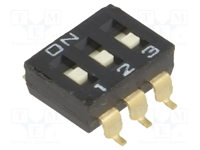 Aratas (Formerly Omron Components) Interruptor DIP-SWITCH A6S-3102-H de 3 secciones Aratas (Formerly Omron Components) Interruptor DIP-SWITCH A6S-3102-H de 3 secciones