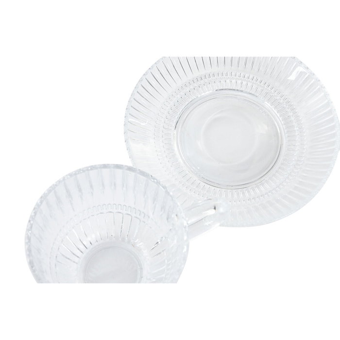 DKD Home Decor Set de Café de Cristal Rayado, 6 Piezas