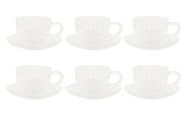 DKD Home Decor Set de 6 Tazas de Café o Vasos Transparentes de Cristal, 240ml, 14 x 7.5 x 14 cm