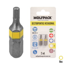 WOLFPACK LINEA PROFESIONAL Puntas de Destornillador Hexagonal 3,0 mm (2 Piezas)