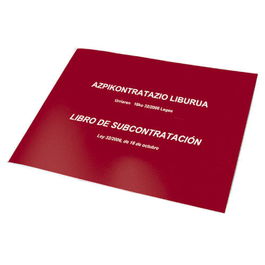 Dohe Libro de Subcontratación Euskera/Castellano 09992 A4 Apaisado 10 Hojas Numeradas