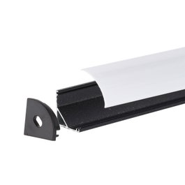 Greenice Perfil de Aluminio Negro para Tira LED Instalación Esquinas con Difusor Opal x 2M