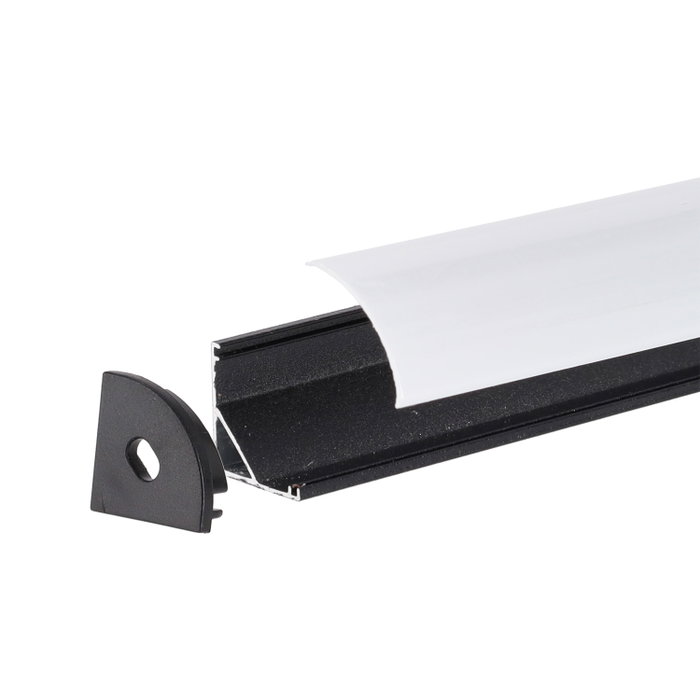 Greenice Perfil Aluminio Negro para Tira LED 2M con Difusor Opal y Clips para Instalación en Esquinas Greenice Perfil Aluminio Negro para Tira LED 2M con Difusor Opal y Clips para Instalación en Esquinas