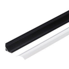 Greenice Perfil de Aluminio Negro para Tira LED Instalación Esquinas con Difusor Opal x 2M