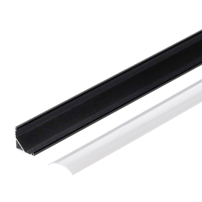 Greenice Perfil Aluminio Negro para Tira LED 2M con Difusor Opal y Clips para Instalación en Esquinas Greenice Perfil Aluminio Negro para Tira LED 2M con Difusor Opal y Clips para Instalación en Esquinas
