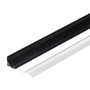 Greenice Perfil Aluminio Negro para Tira LED 2M con Difusor Opal y Clips para Instalación en Esquinas