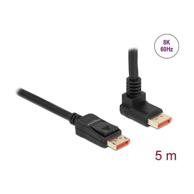 DeLOCK Cable DisplayPort 8K 60Hz 5m con conector recto y 90° hacia arriba DeLOCK Cable DisplayPort 8K 60Hz 5m con conector recto y 90° hacia arriba