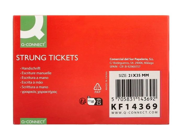 Q-connect Etiquetas Colgantes 21x35 mm Caja de 500 Unidades Q-connect Etiquetas Colgantes 21x35 mm Caja de 500 Unidades