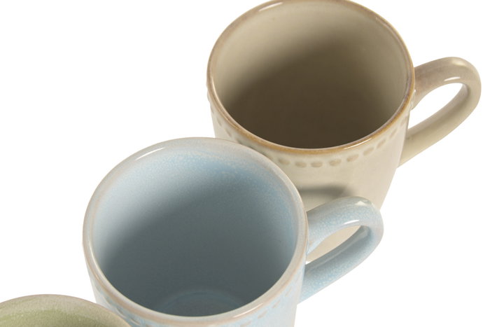 DKD Home Decor Mug Moderno Jiahua 26 350ml 8.5x10x12cm Verde Azul Beige 12 Unidades