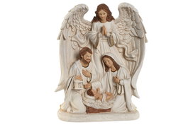 DKD Home Decor Nacimiento de Ángel Blanco en Resina