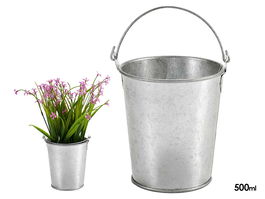 Ibergarden Cubo Pequeño con Asa de Zinc, Plata, 11.5x10x15.5 cm (Set de 72)