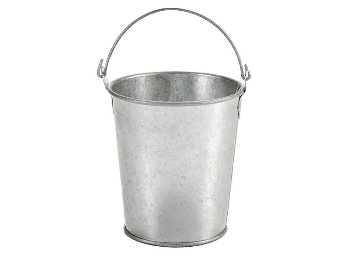 Ibergarden Cubo Pequeño con Asa de Zinc, Plata, 11.5x10x15.5 cm (Set de 72)