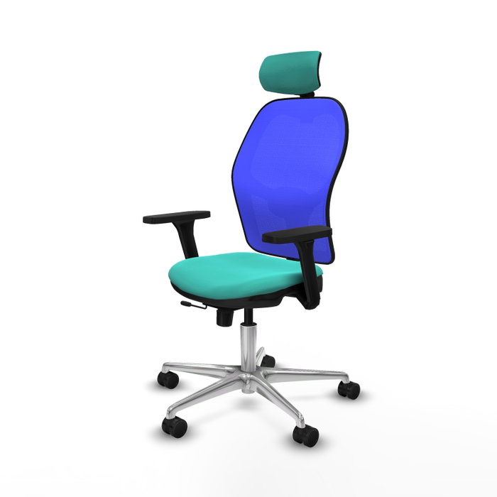 PIQUERAS Y CRESPO Silla de oficina Jorquera con mecanismo Sincro/Traslack, Turquesa y Azul