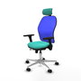 PIQUERAS Y CRESPO Silla de oficina Jorquera con mecanismo Sincro/Traslack, Turquesa y Azul