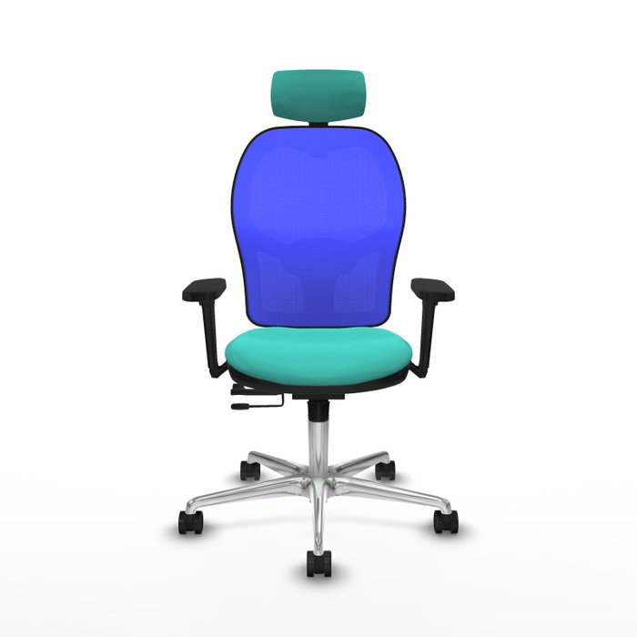 PIQUERAS Y CRESPO Silla de oficina Jorquera con mecanismo Sincro/Traslack, Turquesa y Azul