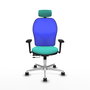 PIQUERAS Y CRESPO Silla de oficina Jorquera con mecanismo Sincro/Traslack, Turquesa y Azul