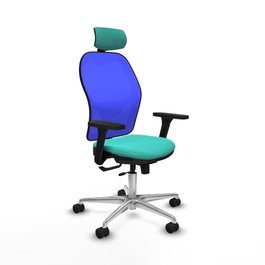 PIQUERAS Y CRESPO Silla de oficina Jorquera con mecanismo Sincro/Traslack, Turquesa y Azul