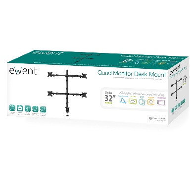 EWENT Soporte de escritorio para 4 monitores EW1514 hasta 32 pulgadas EWENT Soporte de escritorio para 4 monitores EW1514 hasta 32 pulgadas