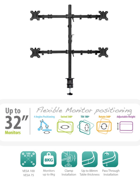 Ewent EW1514 Soporte para 4 Monitores hasta 32 pulgadas