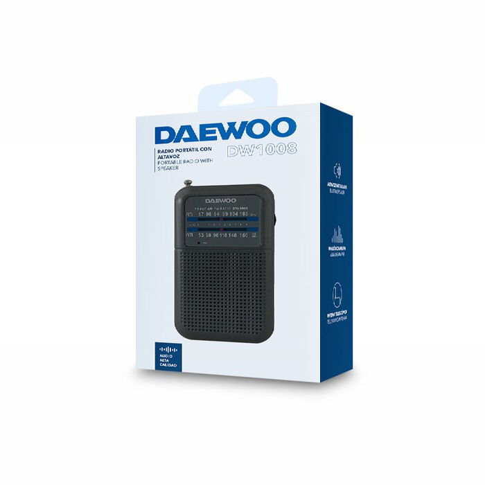 DAEWOO - Radio Portátil AM/FM Negro, Radio Digital