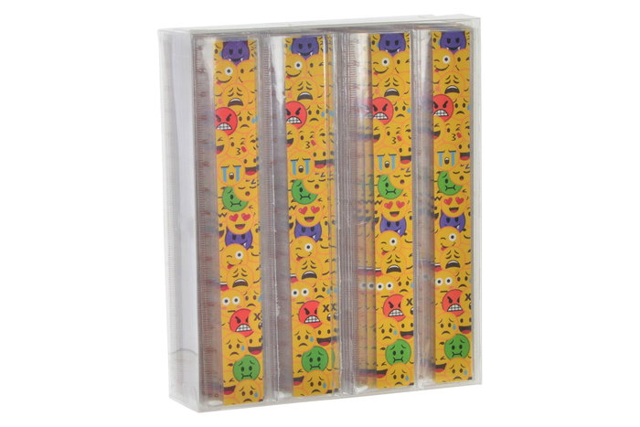 DKD Home Decor Regla Emoticonos Kids Amarillo 3 x 15 cm PS (72 Unidades)