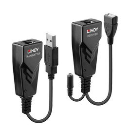 Lindy 100m USB 2.0 Cat.6 Extender, Extensor de Periféricos USB hasta 100m con Cable de Red