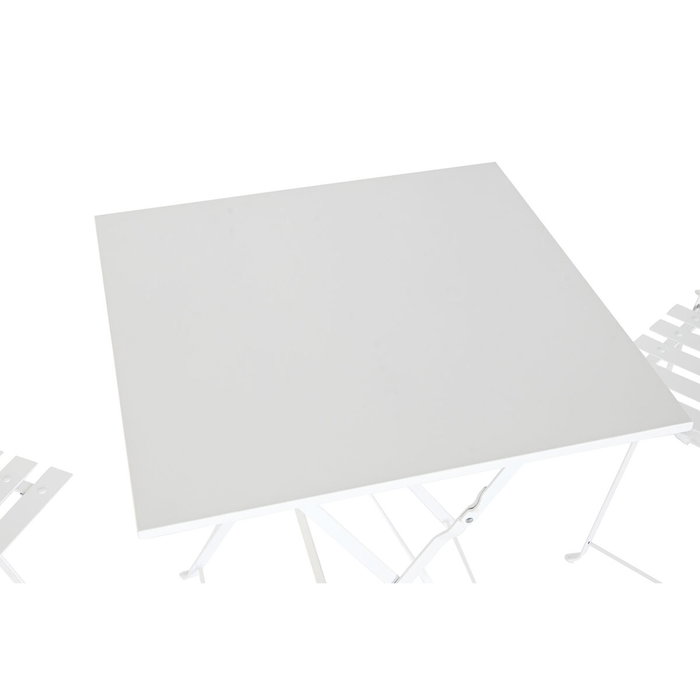 DKD Home Decor Mesa Terraza Y Jardin Metal Blanco 60 x 71 x 60 cm Set de 3