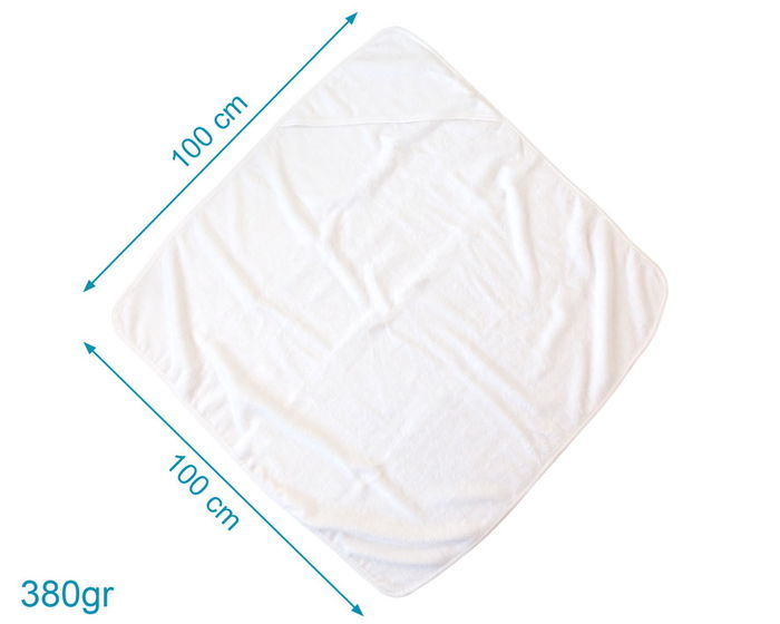 KioKids Toalla Baño Bebé Capucha Bambú Blanca 100x100 cm Certificado Oeko-Tex