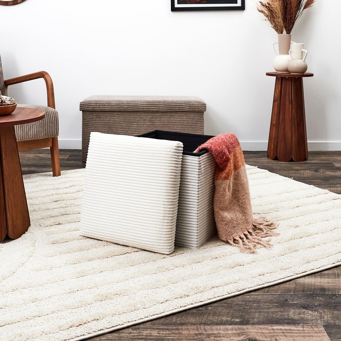Home Deco Factory Caja-Puf Plegable Scott Beige 38x38x38 cm