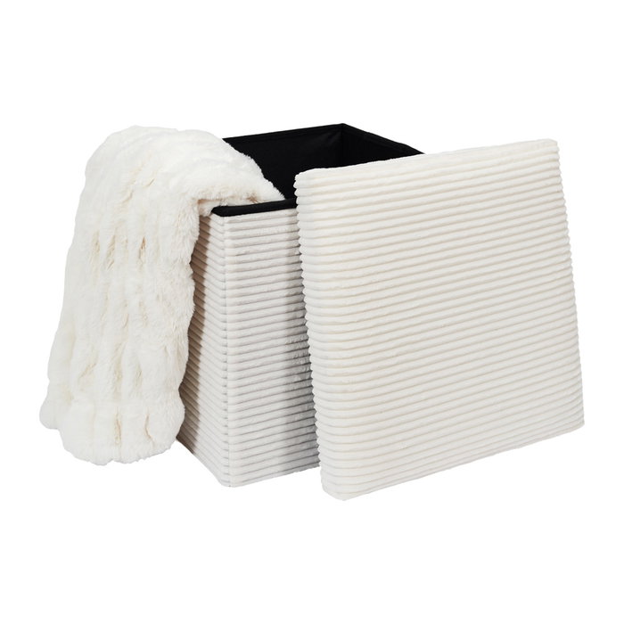 Home Deco Factory Caja-Puf Plegable Scott Beige 38x38x38 cm