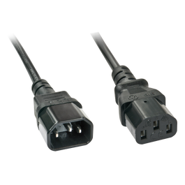 Lindy Cable de Extensión de Corriente 3m, IEC C14 a C13, Aprobado VDE, Color Negro, Garantía 10 Años