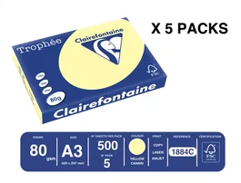 Trophee Papel de color amarillo canario pastel DIN A3 80 g, 500 hojas