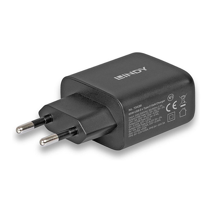 Cargador de Pared LINDY 73438 Negro 65 W