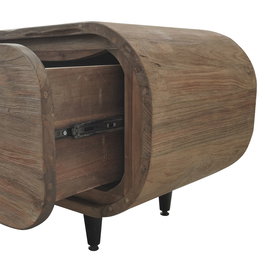 DKD Home Decor Mueble TV Indo 2c25 Moderno Marron Teca Reciclada 4 Puertas 45 x 50 x 200 cm