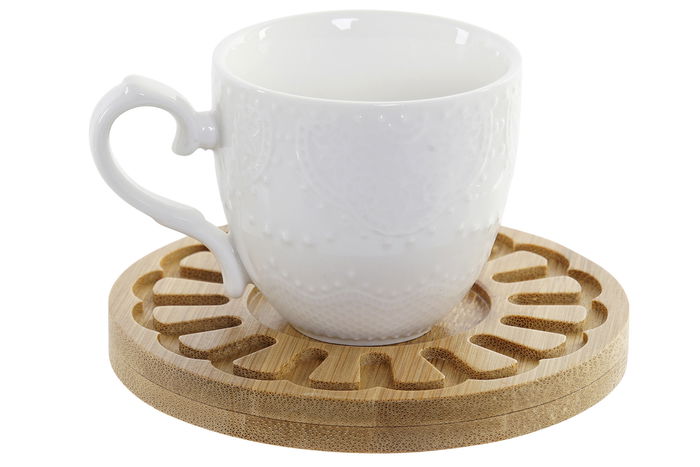 DKD Home Decor Set 6 Tazas Porcelana Blanco 16 x 25 x 16 cm Mandala