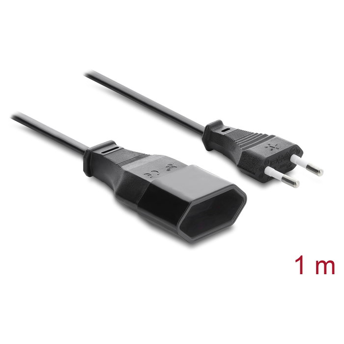 DeLOCK 81626 Cable de extensión CEE 7/16, 1 m, negro