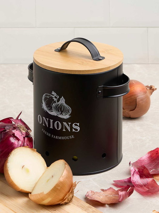 Kinvara Cebollero con Tapa de Bambú Negro - Dimensiones 17.5 x 19.5 x 14 cm (Set de 6)